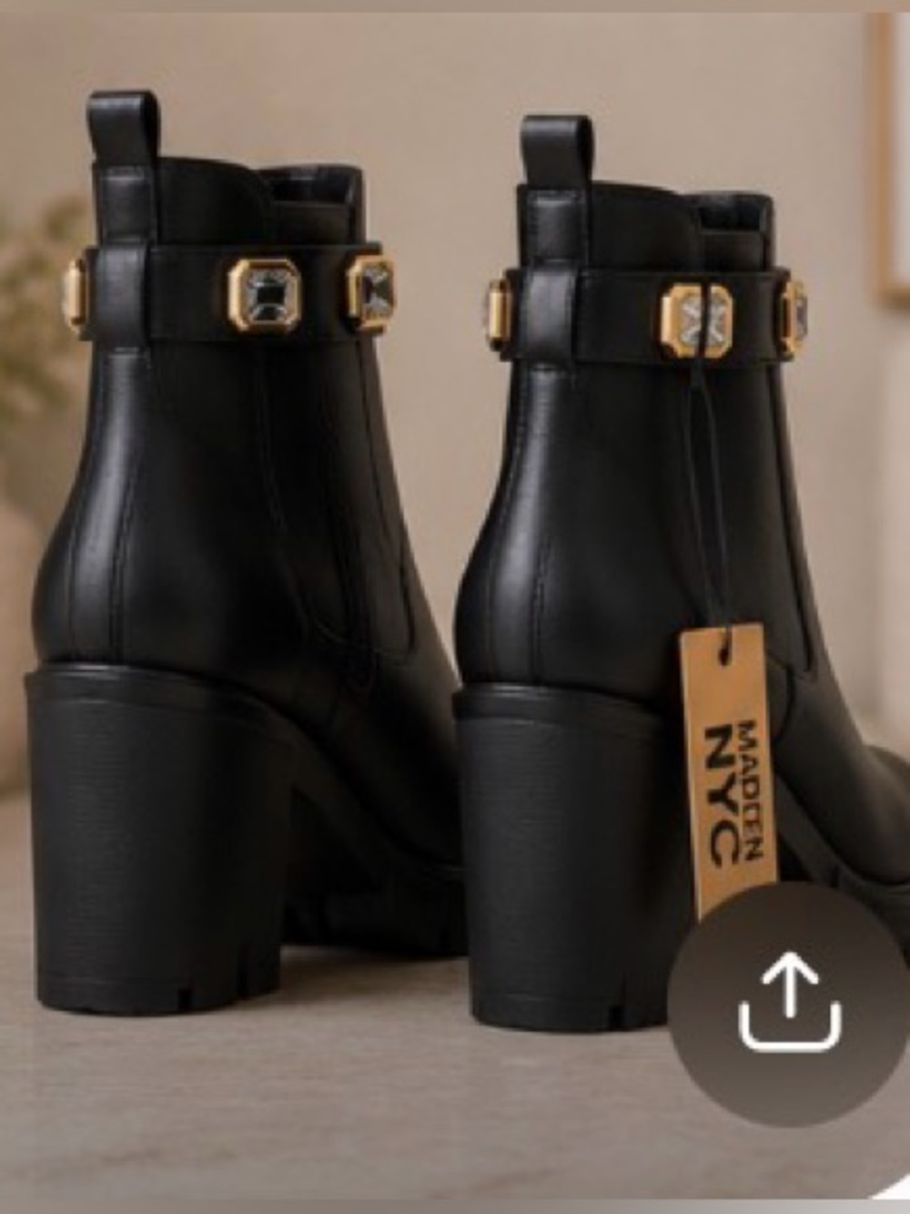 Madden NYC Women’s Black Jeweled Ankle Boots Size 7 NWT - Picture 4 of 6